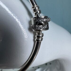 Pandora Limited Edition Moments Sparkling Shooting Star Bangle, sterling silver.